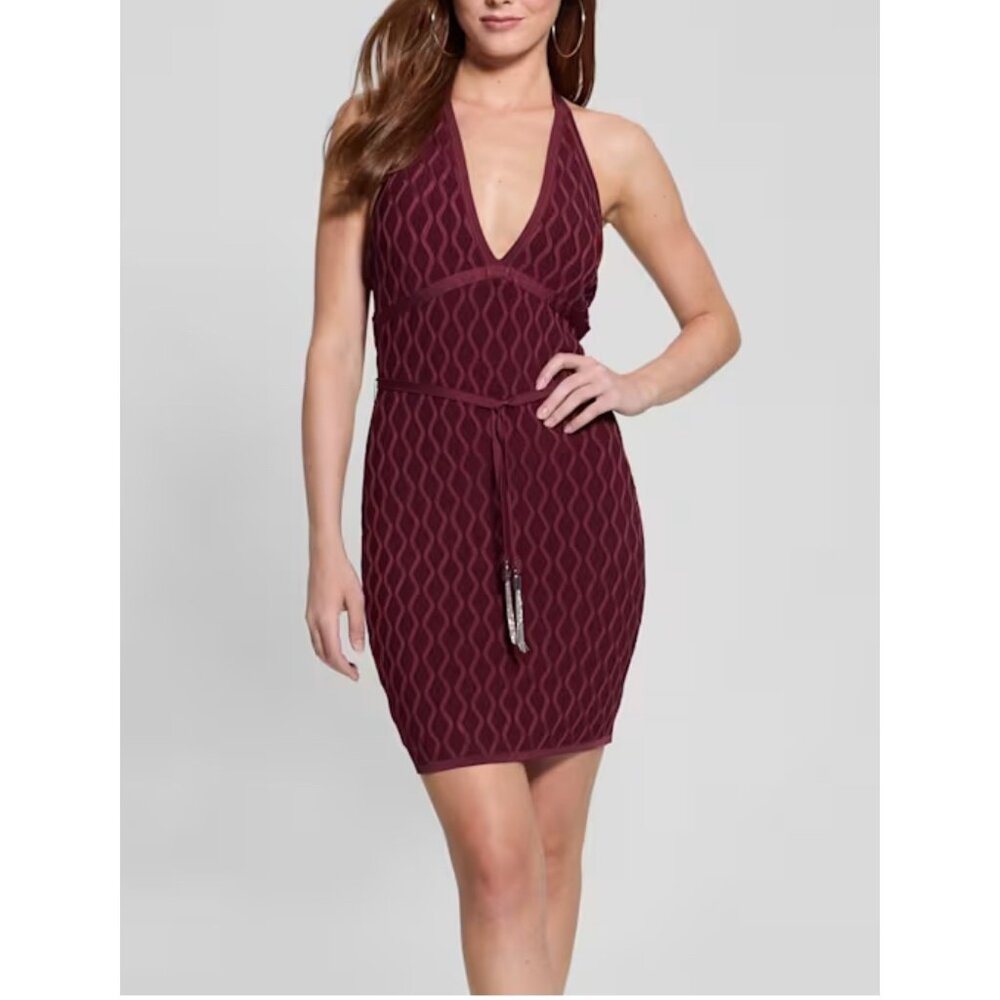 Guess marciano Lucia Belted Wavy Sweater Dress sexy sz M